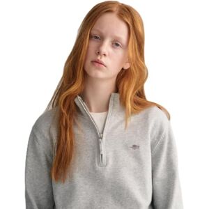 GANT Unisex Kinder Shield Cotton Half Zip Pullover Sweater, Light Grey Melange, 146-152 GANT Unisex Kinder Shield Cotton Half Zip Pullover Sweater, Light Grey Melange, 146-152