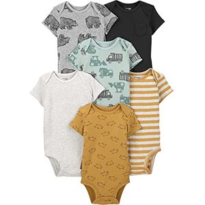 Simple Joys by Carter's Baby Boys' Short-Sleeve Bodysuit, Pack of 6, Bear/Construction/Rhino/Stripes, Premature Simple Joys by Carter's Baby Boys' Short-Sleeve Bodysuit, Pack of 6, Bear/Construction/Rhino/Stripes, Premature