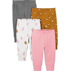 Simple Joys by Carter's Baby Girls' Trouser, Pack of 4, Brown Floral/Grey Heather/Light Grey Strawberry/Pink Heather, 0 Month Simple Joys by Carter's Baby Girls' Trouser, Pack of 4, Brown Floral/Grey Heather/Light Grey Strawberry/Pink Heather, 0 Month