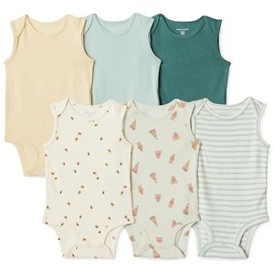 Amazon Essentials Unisex Babies' Baby Unisex 6-Pack Sleeveless Bodysuits, Multicolor/Honey, 0-3 Months Amazon Essentials Unisex Babies' Baby Unisex 6-Pack Sleeveless Bodysuits, Multicolor/Honey, 0-3 Months