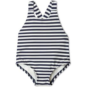 Amazon Essentials x Sofia Grainge Baby Girls' One-Piece Swimsuit with Crisscross Straps, Ruffle Detail, Ivory Navy Even Stripe, 2 Years Amazon Essentials x Sofia Grainge Baby Girls' One-Piece Swimsuit with Crisscross Straps, Ruffle Detail, Ivory Navy Even Stripe, 2 Years