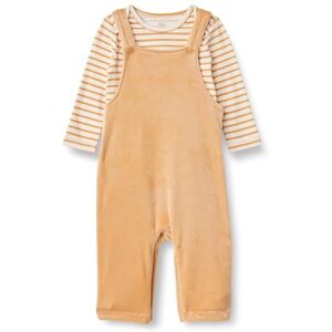 Amazon Essentials x Sofia Grainge Unisex Babies' Velour Overall and Long-Sleeve Bodysuit Set, Pack of 2, Light Camel/Stripes, 3-6 Months Amazon Essentials x Sofia Grainge Unisex Babies' Velour Overall and Long-Sleeve Bodysuit Set, Pack of 2, Light Camel/Stripes, 3-6 Months