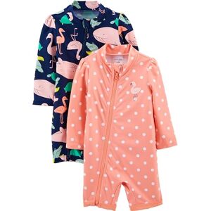 Simple Joys by Carter's Baby Girls' 2-Pack 1-Piece Zip Rashguards One Swimsuit, Navy Sea Friends/Peach Dots, 18 Months (Pack of 2) Simple Joys by Carter's Baby Girls' 2-Pack 1-Piece Zip Rashguards One Swimsuit, Navy Sea Friends/Peach Dots, 18 Months (Pack of 2)