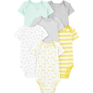 Simple Joys by Carter's Unisex Babies' Short-Sleeve Bodysuit, Pack of 6, Grey/Yellow, 0 Months Simple Joys by Carter's Unisex Babies' Short-Sleeve Bodysuit, Pack of 6, Grey/Yellow, 0 Months