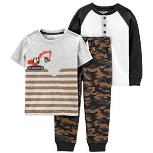 Simple Joys by Carter's Baby Boys' 3-Piece Playwear Set Pants, Brown Camo/Grey Stripes/White, 2 Years Simple Joys by Carter's Baby Boys' 3-Piece Playwear Set Pants, Brown Camo/Grey Stripes/White, 2 Years