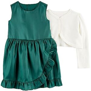 Simple Joys by Carter's Toddler Girls' 2-Piece Special Occasion Dress and Cardigan Set, Pack of 2, Emerald Green/White, 2 Years Simple Joys by Carter's Toddler Girls' 2-Piece Special Occasion Dress and Cardigan Set, Pack of 2, Emerald Green/White, 2 Years