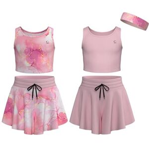 Essenclo Flowy Girls Butterfly Shorts Skirts w/Pockets & Athletic Sleeveless Tank Tops, Dance Tennis Cheer Running (5pc Set) E2106 Set-14-9-10 Essenclo Flowy Girls Butterfly Shorts Skirts w/Pockets & Athletic Sleeveless Tank Tops, Dance Tennis Cheer Running (5pc Set) E2106 Set-14-9-10