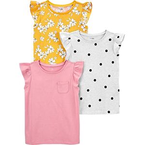 Simple Joys by Carter's Girls' Short-Sleeve Shirts and Tops, Pack of 3, Grey Polka Dot/Pink/Yellow Flowers, 5 Simple Joys by Carter's Girls' Short-Sleeve Shirts and Tops, Pack of 3, Grey Polka Dot/Pink/Yellow Flowers, 5