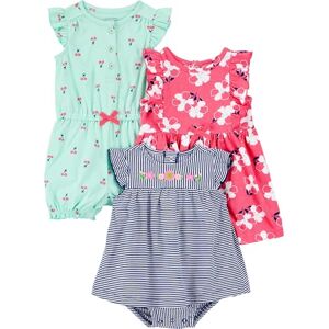 Simple Joys by Carter's baby-girls 3-pack Romper, Sunsuit and Dress, Mint Green Cherry/Navy Stripe/Pink Floral, 24 Months Simple Joys by Carter's baby-girls 3-pack Romper, Sunsuit and Dress, Mint Green Cherry/Navy Stripe/Pink Floral, 24 Months