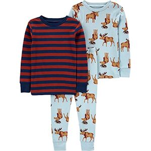 Simple Joys by Carter's Baby 3-Piece Snug-fit Cotton Holiday Pajama Set, Burgundy Stripe/Light Blue Moose, 2 Years Simple Joys by Carter's Baby 3-Piece Snug-fit Cotton Holiday Pajama Set, Burgundy Stripe/Light Blue Moose, 2 Years