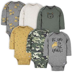 Gerber 6 Pack Baby Boys' Tiger Long Sleeve Onesies Bodysuits Gerber 6 Pack Baby Boys' Tiger Long Sleeve Onesies Bodysuits