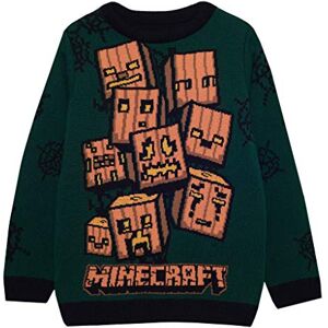 Popgear Minecraft Boys Creeper Pumpkins Knitted Jumper, Green, 5-13 Years Popgear Minecraft Boys Creeper Pumpkins Knitted Jumper, Green, 5-13 Years