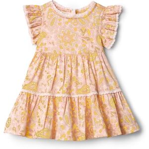 Amazon Essentials x Sofia Grainge Baby Girls' Woven Cotton Sateen Fit & Flare Casual Dress, Shell Pink Ornate Paisley, 12 Months Amazon Essentials x Sofia Grainge Baby Girls' Woven Cotton Sateen Fit & Flare Casual Dress, Shell Pink Ornate Paisley, 12 Months