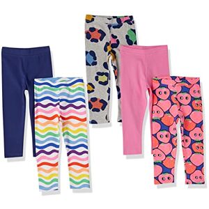 Amazon Essentials Girls' Leggings, Pack of 5, Blue/Grey/Pink/Strawberries/Waves, 3 Years Amazon Essentials Girls' Leggings, Pack of 5, Blue/Grey/Pink/Strawberries/Waves, 3 Years