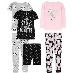 Simple Joys by Carter's Baby Girls' 6-Piece Snug-Fit Cotton Pyjama Set, Pack of 3, Black Dots/Grey Panda/Pink Owl, 24 Months Simple Joys by Carter's Baby Girls' 6-Piece Snug-Fit Cotton Pyjama Set, Pack of 3, Black Dots/Grey Panda/Pink Owl, 24 Months