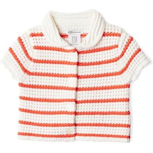 Amazon Essentials x Sofia Grainge Girls' Cotton Short-Sleeve Button Front Jumper with Peter Pan Collar, Ivory Red Uneven Stripe, 4 Years Amazon Essentials x Sofia Grainge Girls' Cotton Short-Sleeve Button Front Jumper with Peter Pan Collar, Ivory Red Uneven Stripe, 4 Years