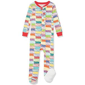 Amazon Essentials Disney Marvel Star Wars Unisex Kids' Snug-Fit Cotton Footed Pyjamas, Marvel Holiday Bricks Footed Sleeper, 2 Years Amazon Essentials Disney Marvel Star Wars Unisex Kids' Snug-Fit Cotton Footed Pyjamas, Marvel Holiday Bricks Footed Sleeper, 2 Years