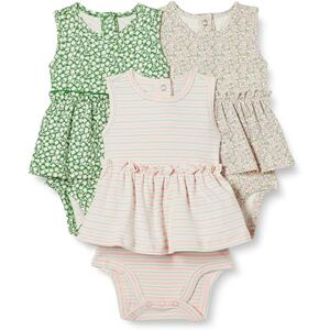 Amazon Essentials Baby Girls' Sleeveless Bodysuit Dress, Pack of 3, Sage Green Ditsy Floral/Stripes, 18 Months Amazon Essentials Baby Girls' Sleeveless Bodysuit Dress, Pack of 3, Sage Green Ditsy Floral/Stripes, 18 Months