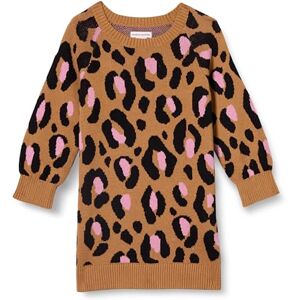 Amazon Essentials Girls' Raglan Jumper Dress, Camel Leopard, 2 Years Amazon Essentials Girls' Raglan Jumper Dress, Camel Leopard, 2 Years