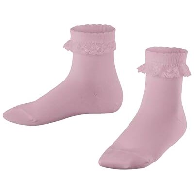FALKE Unisex Kids Romantic Lace K So Cotton Plain 1 Pair Socks, Pink Thulit 8663, 3-5.5 FALKE Unisex Kids Romantic Lace K So Cotton Plain 1 Pair Socks, Pink Thulit 8663, 3-5.5