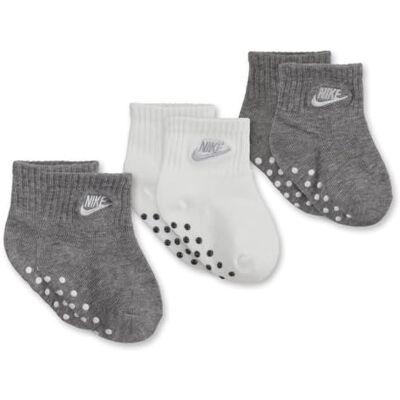 Nike Baby Girls' Ankle Gripper Socks (3 Pairs), Grey/White, 6-12 Months Nike Baby Girls' Ankle Gripper Socks (3 Pairs), Grey/White, 6-12 Months