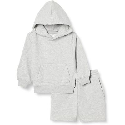 Amazon Essentials Boys' Hoodie and Shorts Set, Light Grey Heather, 2 Years Amazon Essentials Boys' Hoodie and Shorts Set, Light Grey Heather, 2 Years