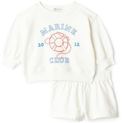 Amazon Essentials x Sofia Grainge Unisex Kids' Sweatshirt and Shorts French Terry Play Set, Ivory Marine Club, 9 Years Amazon Essentials x Sofia Grainge Unisex Kids' Sweatshirt and Shorts French Terry Play Set, Ivory Marine Club, 9 Years