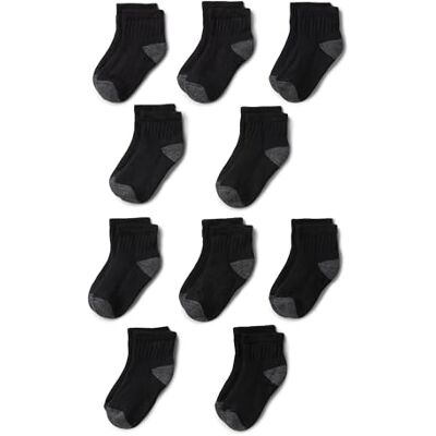 Amazon Essentials Unisex Kids' Ankle Socks, Everyday Casual, 10 Pairs, Black, Large (8-12 Years) Amazon Essentials Unisex Kids' Ankle Socks, Everyday Casual, 10 Pairs, Black, Large (8-12 Years)