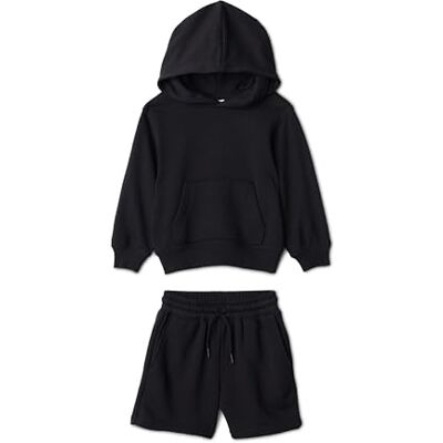Amazon Essentials Boys' Boys and Toddler 2 Piece Hoodie and Shorts Set, Pack of 2, Black, 5-6 Years Amazon Essentials Boys' Boys and Toddler 2 Piece Hoodie and Shorts Set, Pack of 2, Black, 5-6 Years