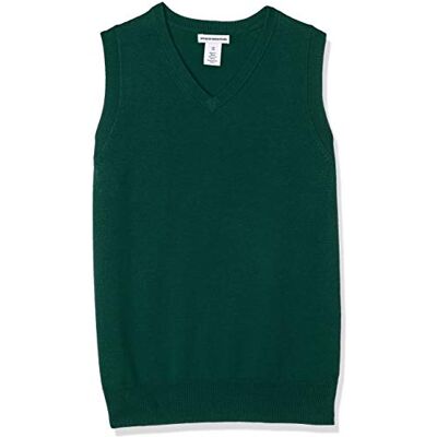 Amazon Essentials Boys' Uniform Cotton V-Neck Sleeveless Jumper, Green, 4 Years Amazon Essentials Boys' Uniform Cotton V-Neck Sleeveless Jumper, Green, 4 Years