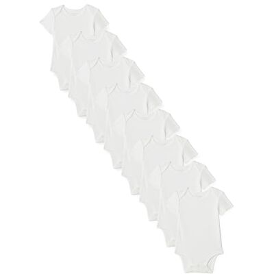 Amazon Essentials Baby Boys' Baby Unisex 8-Pack Short-Sleeve Bodysuits, White, Newborn Amazon Essentials Baby Boys' Baby Unisex 8-Pack Short-Sleeve Bodysuits, White, Newborn