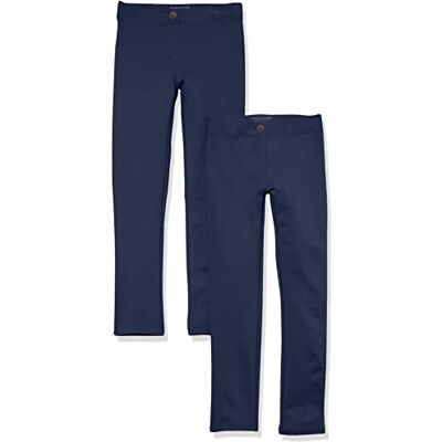 Amazon Essentials Girls' Uniform Slim-fit Ponte Knit Trousers, Pack of 2, Navy, 4 Years Amazon Essentials Girls' Uniform Slim-fit Ponte Knit Trousers, Pack of 2, Navy, 4 Years