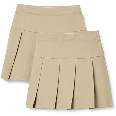 Amazon Essentials Girls' Uniform Pleated Skort Skirt, Pack of 2, Khaki Tan, 6-7 Years Amazon Essentials Girls' Uniform Pleated Skort Skirt, Pack of 2, Khaki Tan, 6-7 Years