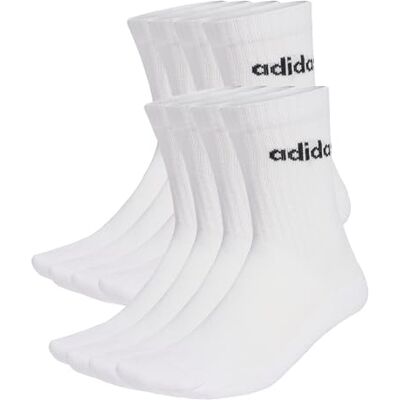 adidas Unisex LINEAR CUSHIONED CREW SOCK 1O PAIR PACK, white/black, 4.5-6 adidas Unisex LINEAR CUSHIONED CREW SOCK 1O PAIR PACK, white/black, 4.5-6