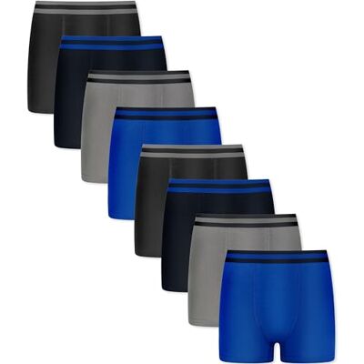 FM London Boys (8-pack) Boxers With Elastic Waistband Underwear, Blue, 9-10 Years UK FM London Boys (8-pack) Boxers With Elastic Waistband Underwear, Blue, 9-10 Years UK