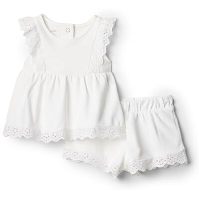 Amazon Essentials x Sofia Grainge Baby Girls' Cotton Eyelet Top & Shorts Play Set, White, 4 Years Amazon Essentials x Sofia Grainge Baby Girls' Cotton Eyelet Top & Shorts Play Set, White, 4 Years