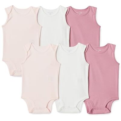 Amazon Essentials Unisex Babies' Baby Unisex 6-Pack Sleeveless Bodysuits, Multicolor, 6-9 Months Amazon Essentials Unisex Babies' Baby Unisex 6-Pack Sleeveless Bodysuits, Multicolor, 6-9 Months