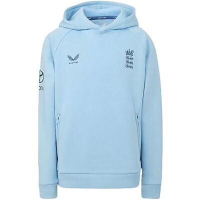 Castore England Cricket Unisex Kids Off Pitch Adapt Fleece OH Hoodie, Airy Blue, 8-9Y Castore England Cricket Unisex Kids Off Pitch Adapt Fleece OH Hoodie, Airy Blue, 8-9Y