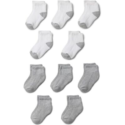 Amazon Essentials Unisex Kids' Ankle Socks, Everyday Casual, 10 Pairs, Grey/White, Large (8-12 Years) Amazon Essentials Unisex Kids' Ankle Socks, Everyday Casual, 10 Pairs, Grey/White, Large (8-12 Years)