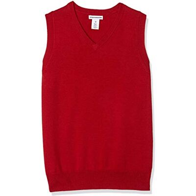 Amazon Essentials Boys' Uniform Cotton V-Neck Sleeveless Jumper Discontinued Colours, Red, 5 Years Amazon Essentials Boys' Uniform Cotton V-Neck Sleeveless Jumper Discontinued Colours, Red, 5 Years