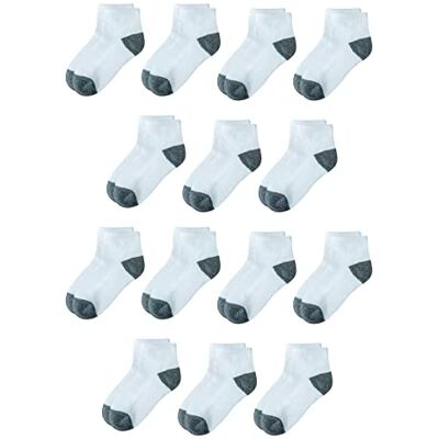 Amazon Essentials Unisex Kids' Cotton Ankle Socks, 14 Pairs, Grey Heather White, L (8-12 Years) Amazon Essentials Unisex Kids' Cotton Ankle Socks, 14 Pairs, Grey Heather White, L (8-12 Years)