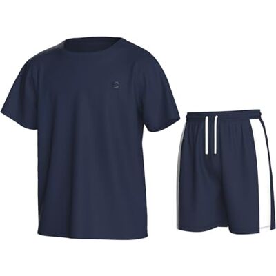 Essenclo Boys Athletic Shorts and Performance T-Shirt Crew Neck Boy Clothes Set, Summer Kids Outfit Size 3-16 (2 Pcs Set) E1002 Navy 11-12 Essenclo Boys Athletic Shorts and Performance T-Shirt Crew Neck Boy Clothes Set, Summer Kids Outfit Size 3-16 (2 Pcs Set) E1002 Navy 11-12
