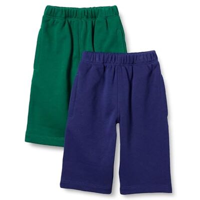 Amazon Essentials Unisex Babies' French Terry Cotton Trousers, Pack of 2, Green/Navy, 12 Months Amazon Essentials Unisex Babies' French Terry Cotton Trousers, Pack of 2, Green/Navy, 12 Months