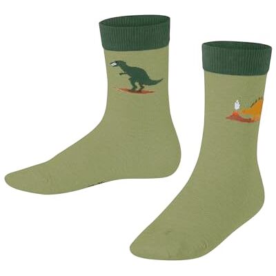 FALKE Unisex Kids Dinosaurs K So Cotton Patterned 1 Pair Socks, Green Ferngreen 7084, 9-11.5 FALKE Unisex Kids Dinosaurs K So Cotton Patterned 1 Pair Socks, Green Ferngreen 7084, 9-11.5