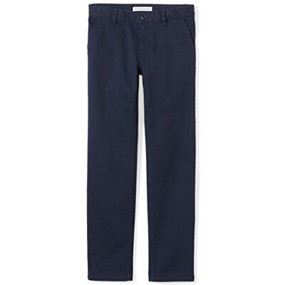 Amazon Essentials Girls' Flat Front Uniform Chino Trousers with Adjustable Stretch, Navy, 11 Years Amazon Essentials Girls' Flat Front Uniform Chino Trousers with Adjustable Stretch, Navy, 11 Years