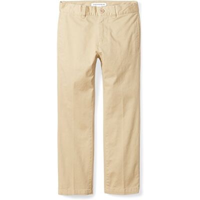 Amazon Essentials Boys' Uniform Straight-Fit Flat-Front Chino Trousers, Khaki Brown, 2 Years Amazon Essentials Boys' Uniform Straight-Fit Flat-Front Chino Trousers, Khaki Brown, 2 Years