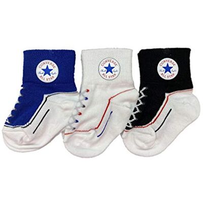 CONVERSE ALL STAR Boys Infant Toddler 3 Pack (Black(nc0172-024)/Blue/White, 12-24 Months) SOCKS, Blu/Bianco, 12 Months EU CONVERSE ALL STAR Boys Infant Toddler 3 Pack (Black(nc0172-024)/Blue/White, 12-24 Months) SOCKS, Blu/Bianco, 12 Months EU