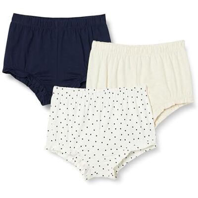 Amazon Essentials Girls' Cotton Bloomer Shorts, Pack of 3, Dots/Navy/Oatmeal Heather, 2 Years Amazon Essentials Girls' Cotton Bloomer Shorts, Pack of 3, Dots/Navy/Oatmeal Heather, 2 Years
