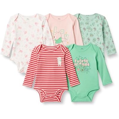 Amazon Essentials Disney Unisex Babies' Long-Sleeve Bodysuits, Baby Vests, Pack of 5, Pooh Forest, 24 Months Amazon Essentials Disney Unisex Babies' Long-Sleeve Bodysuits, Baby Vests, Pack of 5, Pooh Forest, 24 Months