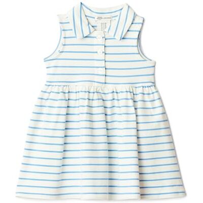 Amazon Essentials x Sofia Grainge Baby Girls' Cotton Pique Sleeveless Dress, Blue Uneven Thin Stripe, 0-3 Months Amazon Essentials x Sofia Grainge Baby Girls' Cotton Pique Sleeveless Dress, Blue Uneven Thin Stripe, 0-3 Months